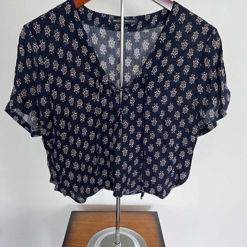 Brandy Melville Blue Cropped Relaxed Blouse